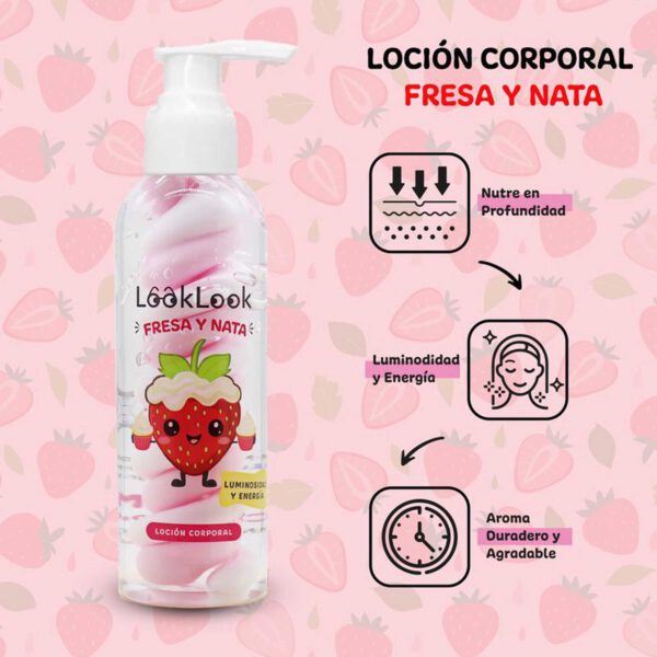 Loción corporal Bicolor Fresa y Nata Look Look - Imagen 2